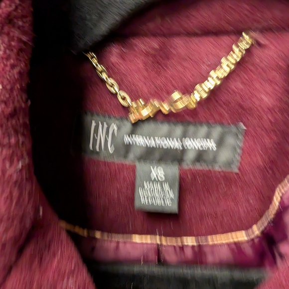 INC International Concepts Burgundy Pea Coat, XS - Picture 3 of 4